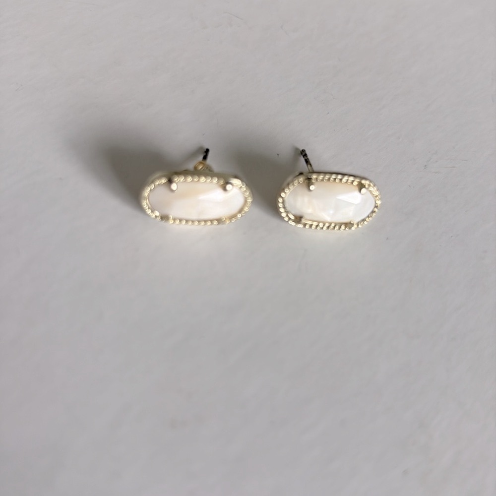 Lot of 2x [Kendra Scott] 1x Stud Earrings + 1x Cuff Bracelet, Gold/White Stones - Picture 4 of 11